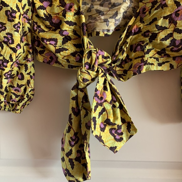 Anthropologie NEW Conditions Apply Floral Tie Blouse XS Peasant Romantic Gypsy - Picture 11 of 14